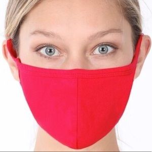 Ruby Red Cotton Face Mask with filters